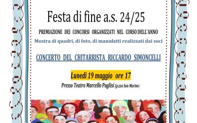 Lunedì 19 maggio ore 17 Teatro M. Puglisi (P.zza San Marino) “FESTA DI FINE A. S. 24/25”